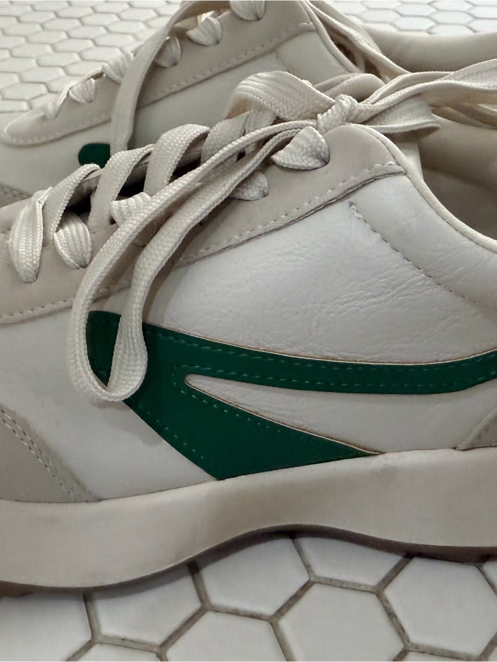 Dolce Vita White and Green Athletic Sneakers